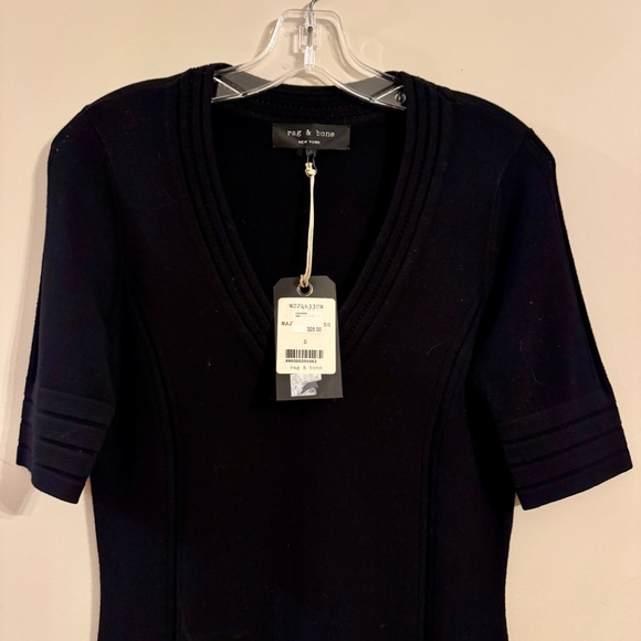 NWT Rag & Bone Knit V-Neck Little Black Dress (Size Small) - Picture 3 of 10